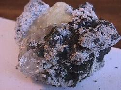 Quartz Crystal w Chalcopyrite in Calcite