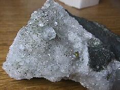 Apophylite Crystals on Quartz with Chalcopyrite on Basalt